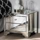 2 drawers silver mirrored nightstand square end table corner table for bed room