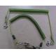 Custom size green spiral coil lanyard leash with heavy duty snap hooks good tool tether