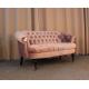 Vintage style tufted button sofa wing sofa with velvet fabric living room furniture wooden sofa