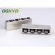 PCB mount 1x4 quad ports RJ45 connector multiple port modular jacks