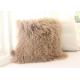 Mongolian fur Pillow TIBETAN MONGOLIAN SHEEPSKIN FUR CUSHION TAN 50cm