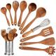 11 Piece Wooden Kitchen Utensil Set Nonstick Spoons Eco - Friendly