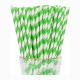 Eco Friendly Green And White Striped Paper Straws For Smoothie Cocktail