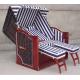 Hotel Pool Red Roofed Wicker Beach Chair & Strandkorb With White Blue Cushion