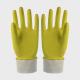Yellow Color Cotton Flocklined  Rubber Gloves For Household Kitchen Use