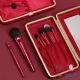 6pcs Red Metal Handle Professional Makeup Brushes With Cosmetic Box