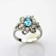 Women Jewelry 5mmx7mm Oval  Blue Topaz Clear Cubic Zirconia Silver Ring(F22)