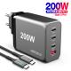 200W GaN USB Charger 3 Pro USB-C Fast 4-Port PD100W PPS 65W 45W QC5 For Laptop