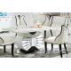 hotel 6 person rectangular natural marble table dining room furniture