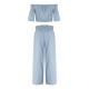 Factory customized New Navel Crop Flounces Short Sleeve Trousers Jean Suit For Women