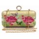 Gold PU Leather Embroidered Evening Bag Crossbody Multi Flower For Women