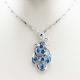 925 Silver Jewelry Grape Shape  Blue Topaz  Cubic Zircon Pendant Necklace (P44)