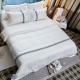 Dobby White Stripe Jacquard Hotel Luxury Sheet Set , Hotel Style Bedding Sets