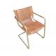 Brown Vintage Leather Dining Chairs With Retro Metal Frame