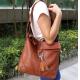 Fashion Design 100% REAL LEATHER BROWN HANDBAG SHOULDER BAG #2190