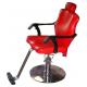 Hydraulic Pump Red Barber Chairs Round Base For Cutting Hair , Pu Armrest