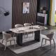 Contemporary Marble Table With Metal Legs , Sleek Modern Glass Dining Table
