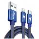 2 In 1usb Data Cable , Usb Data And Charging Cable Jeans Fabric For Android And Ios Phones
