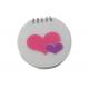 Circle shape Transparent plastic cover with heart image Personalised Notepad