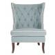 Occasional bedroom loung leisure chair tufted back oak wood chair linen fabric with armrest nails