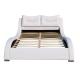 Luxury Headboard Faux Leather Bed Double Size With Pillow Curve Shape White PU