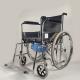 Commode Seat Foldable Steel Wheelchair With Solid Castor And Rear Wheel