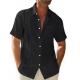 Wholesale Clothing Manufacturers Men'S Short Sleeve Casual Shirt With Pocket black Color