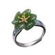 925 Sterling Silver Enamel Natural Jade Ring Open Adjustable Size (059613)
