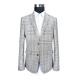 Fashion Mens Slim Fit Suit Blazer Plaid Light Grey Check OEM Service