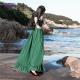 Chiffon style empire waist green maxi long one piece dresses modern lady casual autumn dress with low price
