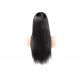 Natural Black Full Lace Wig With Bangs 100% Virgin Silk Straight Human Hair Wigs