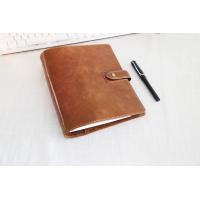 142x208mm Genuine leather  snap fastener customized design Refillable 6 Ring Binder organizer