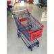 Supermarket 150 L 4 Wheel Wire Shopping Trolley Zinc Plated And Red Plastic Parts