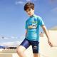 Color Matching Boys Swimwear Sets Printing Cap Short Sleeve Children'S Swimsuit