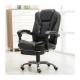 Adjustable Height High Back Black Leather Office Chair with Footrest and Wide Back