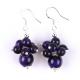 Handmade Crystal Stone Earrings Purple Tiger's Eye Gemstone Beaded Pendant Earrings