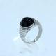 stainless steel ring with black color gem LRX69