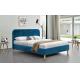 Velvet Blue Plywood Bed Frame BSCI Fabric Upholstered Queen Bed Headboard