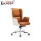 Orange Mid Back Leather Chair With Metal Legs And Wheels 10 Years Warranty