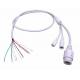 White IP67 waterproof round head  RJ45 with DC Jack and Reset  POE cable for IP camera