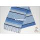 Horizontal Stripes Woven Silk Scarf Long Blue And White For Boy