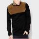 Faux Suede Panel Full Hand T Shirt For Mens Comfortable Cut And Sew