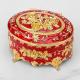 Gold Red Rose Enamel Oval Metal Jewelry Storage Organizer Box