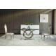 Seagulls Design Luxury Modern Glass Top Dining Table Set 4 Seater Stainless Steel Base Frame Silver