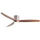 Wooden 52 Inch Modern 3 Leaf Intelligent  Remote Control LED Decorative Ceiling Fan with Light