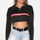 Mix Designs Womens Loose Fit Sweatshirts , Flare Sleeves Girls Crop Top Sweatshirt