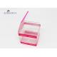 Square Shape Rigid Clear PET Box Custom Printed Plastic Boxes Pink Color 6.8cm