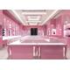 Glossy Pink Color Showroom Display Cases 8MM And 6MM Tempered Glass Materials