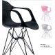 modern PP dining arm chair with metal leg