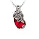 Thai Sterling Silver Marcasite Red Cubic Zirconia Pendant Necklace(N12284)